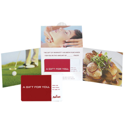 MARRIOTT® $250 Gift Card - Massage for one ... or a tee-off for two? Spa, dining, regional specialties from skiing to snorkeling or merchandise from ShopMarriott.com.  With a $250 Gift Card, you will find a world of choices at one of Marriott's many hotels and resorts.